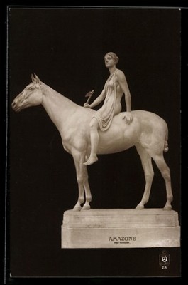 Sculpture Amazon on Horse, Postcard 