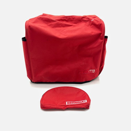 Genuine Bernina Red Soft Canvass Sewing Machine Dust Cover and Accessory Bag