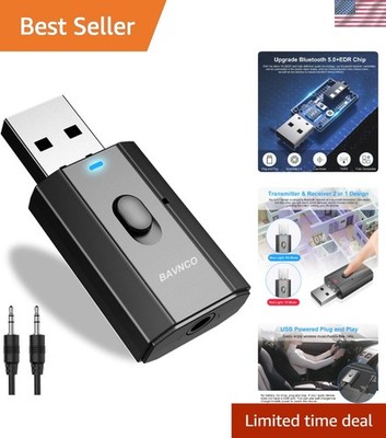 Portable Bluetooth Car Adapter: 33ft Wireless Stereo Transmitter & Receiver Kit