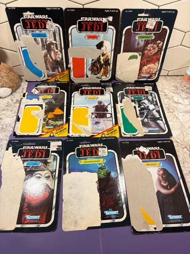 Vtg Kenner Star Wars Card Back Lot of 9 Return of The Jedi 4-LOM Weequay Bib +