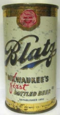 BLATZ MILWAUKEE'S first BOTTLED BEER ss Flat Top CAN, Milwaukee, WISCONSIN 1953