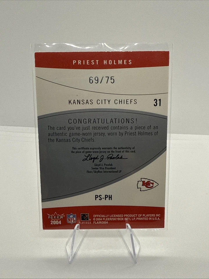 2004 Flair Priest Holmes /75 POWER SWATCH GAME WORN RARE! - Image 2 of 2
