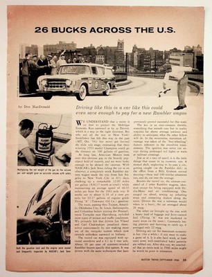 Rambler 1956 Motor Trend Magazine Article Economy Run Wagon Car Print Ad