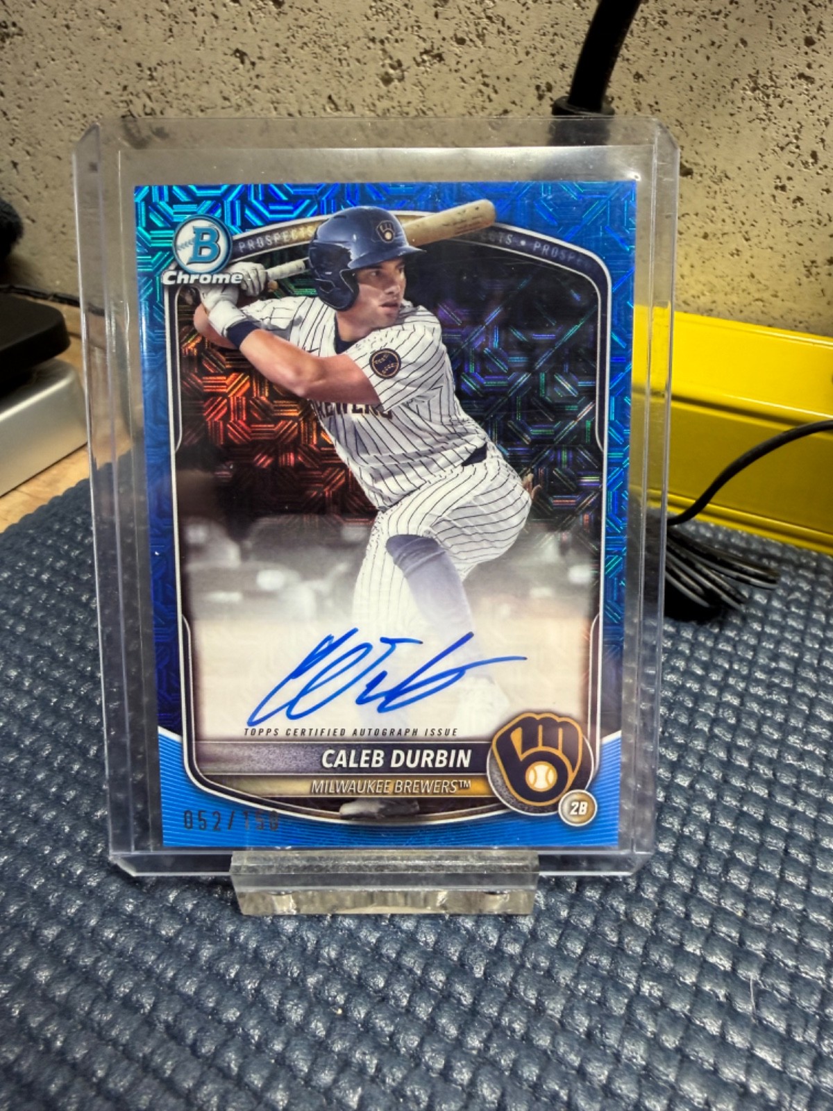 Caleb Durbin On Card Auto /150 Blue Mojo 2025 Bowman Chrome Brewers Red Sox