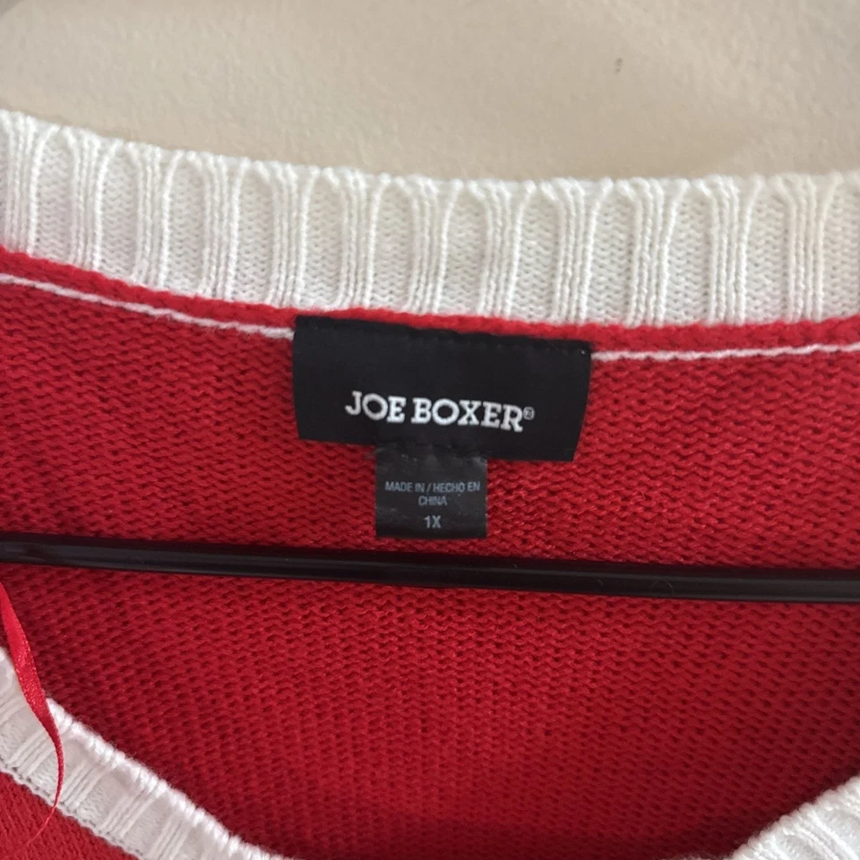 Suéter Joe Boxer Rojo Querido Santa Navidad con Boston Terrier, Para Mujer 1X Foto 3 de 4