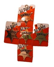 Vintage Brass Lil' Sheriff Star Badge Pin Engraved choice of 5. Swibco