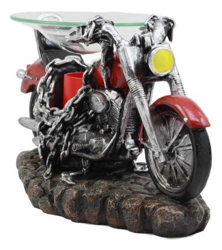 Ebros Red Vintage Motorcycle Classic Chopper Bike Electric Oil Burner Or Tart... - Picture 3 of 9
