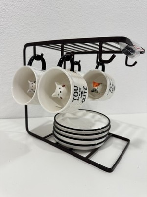 3D Cat Figurine Peek A Boo Inside Ceramic Mint Coffee/ Tea Cup 