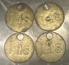 4 Matching Round Brass Number Tags 118 - 1.25  Diameter w/ Hole