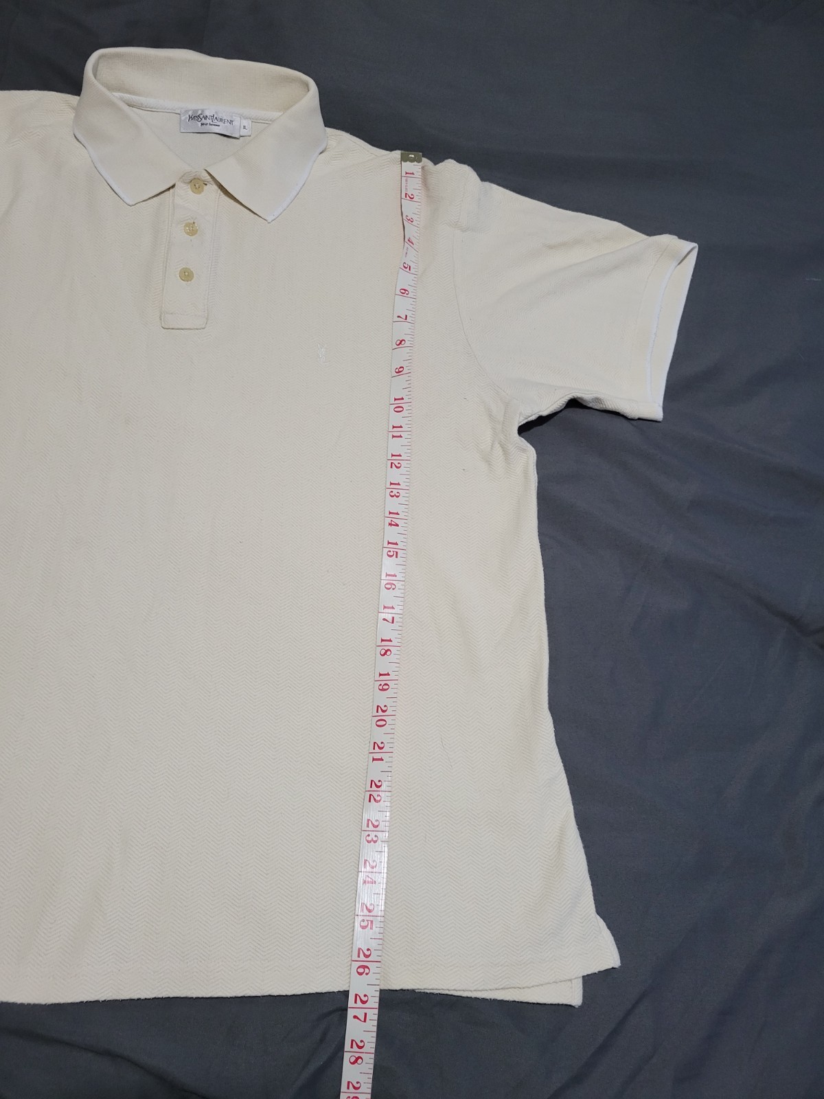 POLO YVES SAINT LAURENT taglia XL vestibilità regolare manica corta panna YSL