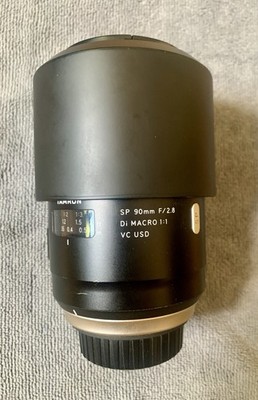 Tamron SP 90mm f/2.8 Di 1:1 Macro VC USD Lens Nikon F w/ Hood HF017