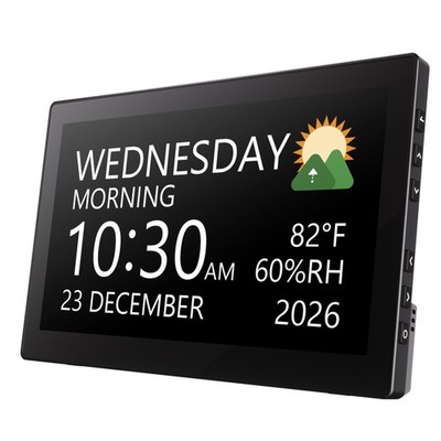 Digital Clock, 10.1 Inch Large Display Calendar Clock with 12 Themes, 20 Alar...