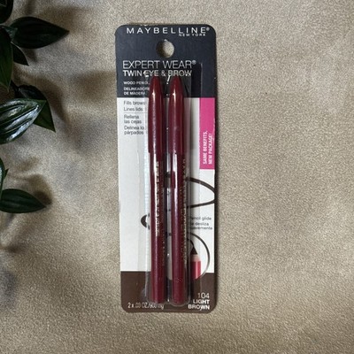 Maybelline Expert Wear Twin Brow & Eyeliner Pencils 104 Light Brown Retired NEW!