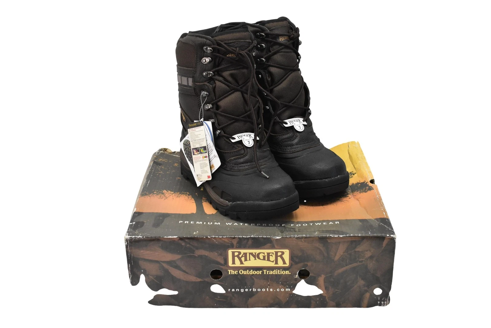 Ranger A536 Snow Boots Mens Size 7 Brown Waterproof Insulated Winter Omega XT