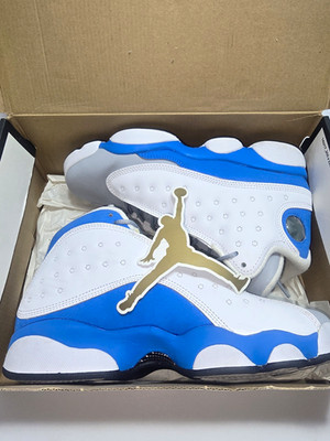 Air Jordan Retro 13 GG GS ''White Italy Blue Wolf Grey'' Size 6Y NEW DS 439358-107