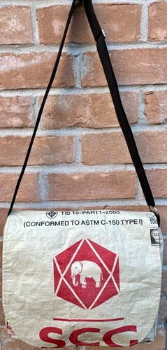 Malia Designs Upcycled Portland Cement Tote Messenger Bag Crossbody Cambodia EUC