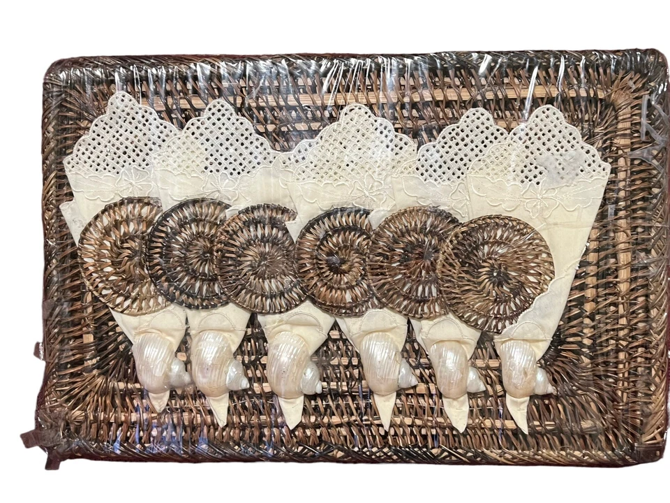 Tiki Coastal Place Settings 24 Pieces Placements Napkin Rings Vintage Sealed - Image 2 of 4