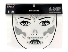 DIA DE LOS MUERTOS Silver Face Gems Decal - 11 pcs
