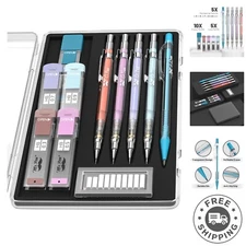 Pastel Mechanical Pencil Set with Eraser Refills - 5 Sizes for Perfect Precision