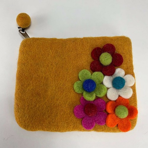 BNB Wool Felted Clutch With Zipper and Flowers - Picture 10 of 21