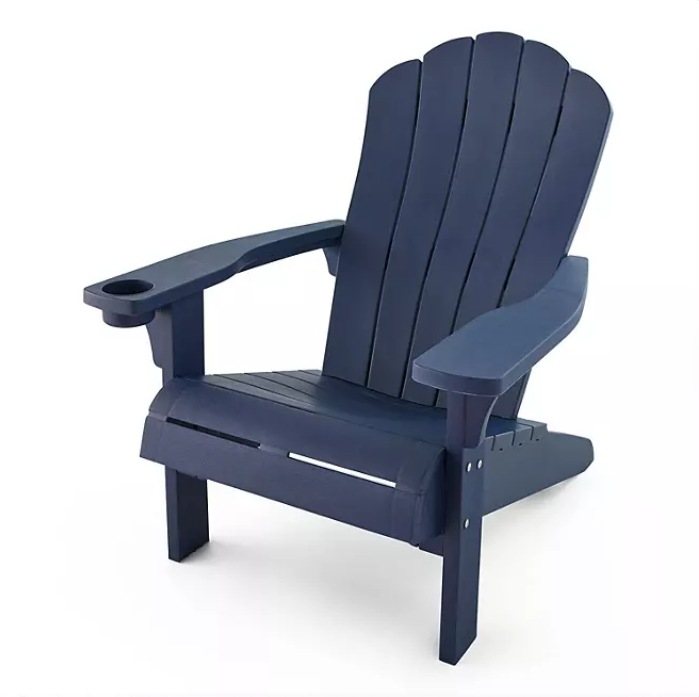Keter Everest Adirondack Chair with Integrated Cupholder, Midnight Blue