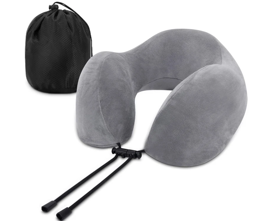 Memory Foam Travel Pillow with Eye Mask & Ear Plugs for Comfortable Sleep