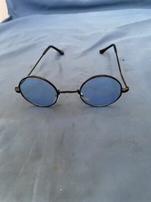 Hippie Round Circle Lens Blue Tone Sunglasses 