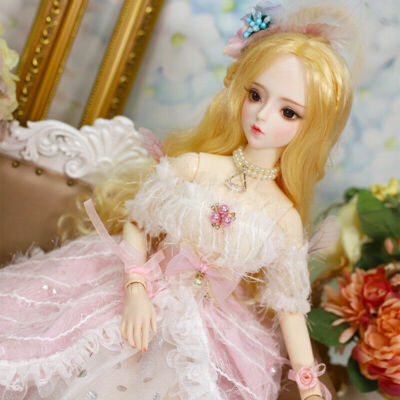 60cm BJD Jointed Doll 1/3 Girl Body Puppe + Makeup + Eyes + Wig + Clothes