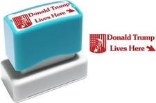 Donald Trump Lives Here Stamp Self Inking Stamp for Trump 2024 Rubber Stamp Red