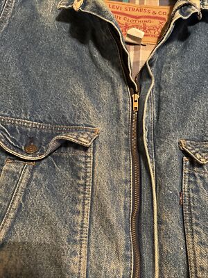 Vintage Late 90s USA Levis Blue Denim Bomber Jacket Size Large