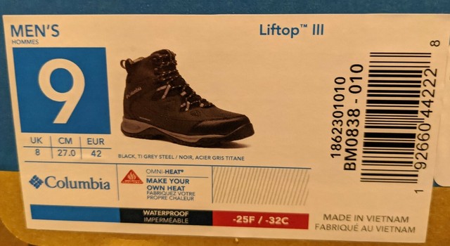 columbia liftop men's waterproof hiking boots
