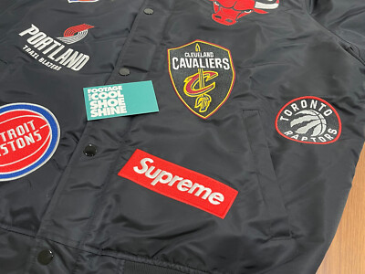 2018 SS18 NIKE x SUPREME NBA TEAMS WARM-UP JACKET BLACK WHITE BOX
