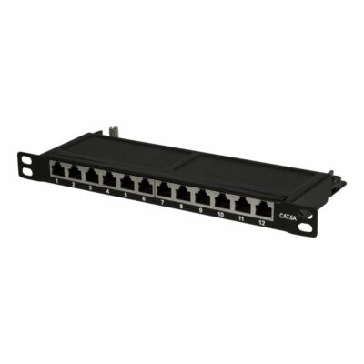 Patchpanel 10'' Einbau Cat.6A STP 12 Port Netzwerk Verteilerfeld Patchfeld 0,5 HE