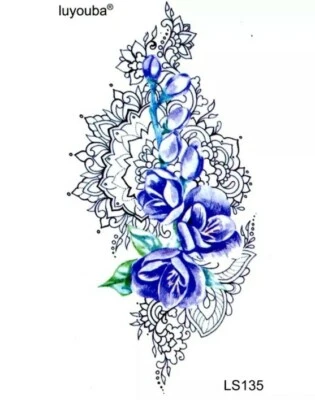 LUYOUBA VIOLET FLOWER Temporary Tattoo UK Henna Transfers Flower Body Art Transfers 💙