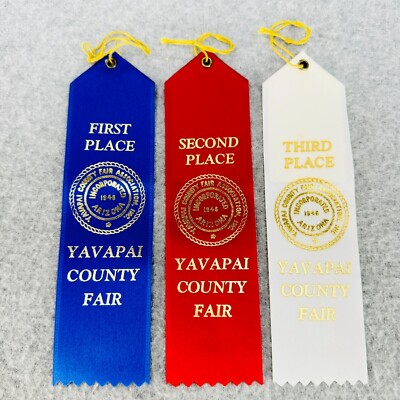 Yavapai County Fair Prize Ribbon Lot of 3 FIRST SECOND and THIRD PLACES