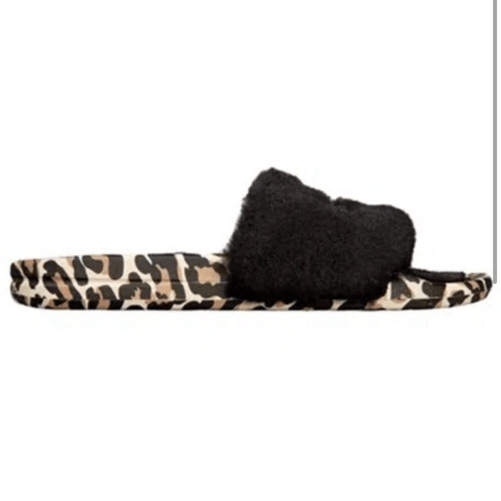 APL Sandalo donna slide in shearling colore nero leopardato. Taglia 7. Nuovo con scatola!