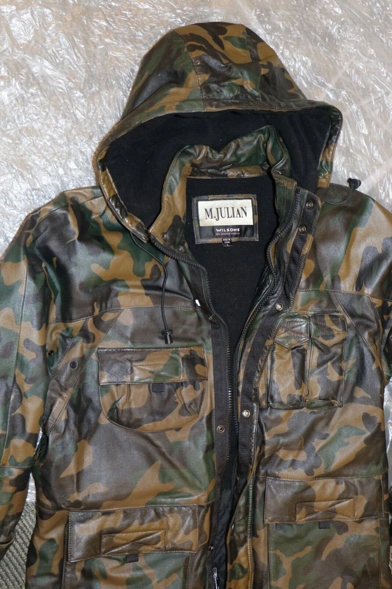 m. julian wilson's genuine leather camouflage jacket coat size L/XL | eBay