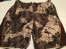 Joe Boxer Swim Board Shorts Tropical Leaves Mens Large  No Tie 