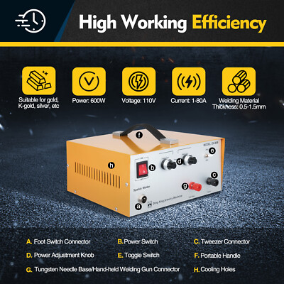 400W 80A Pulse Spot Welder Welding Machine Gold Silver Jewelry Tool +Foot Pedal