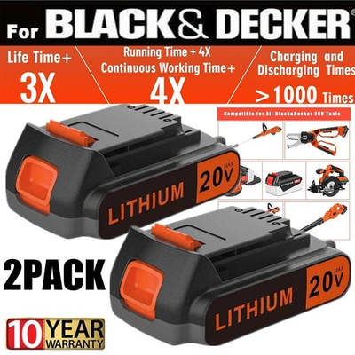#ad 2Pack 20V Lithium ion 1.5Ah Battery for BLACK DECKER 20 Volt LBXR20 LBX20 LB20 $29.00