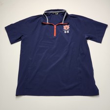 Under Armour Auburn Tigers Quarter Zip Pullover Shirt Mens Large Blue NCAA
