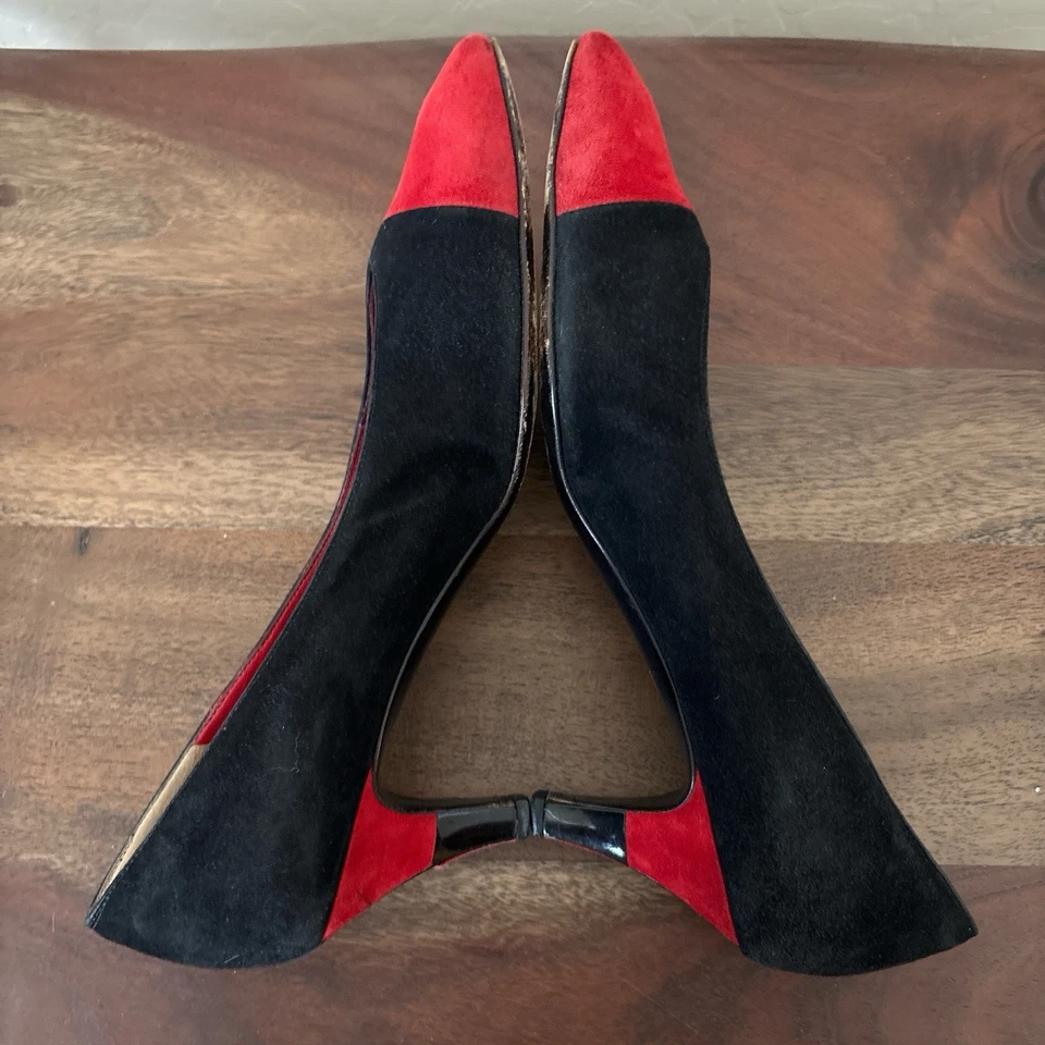 Vintage 1980s Bruno Magli shoes Leather  Made in Italy Black And Red 38 US 7.5 - Image 3 of 4