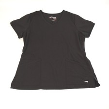 Greys Anatomy by Barco Womens Spandex Stretch V-Neck Scrub Top Black Large
