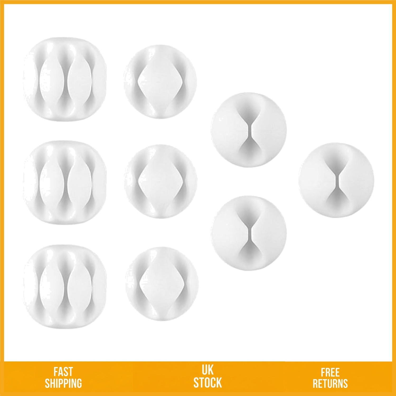 Durable White Cable Tidy Clips Desk Wire Management Cord Organizer Pack of 9