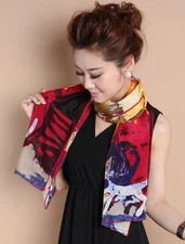 100% Silk mulberry Scarf Women shawl Wrap neckerchief yellow blue red  MY123
