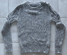 SUPERDRY CABLE KNIT SWEATER CREWNECK PREMIUM KNITWEAR HEATHER GRAY SMALL