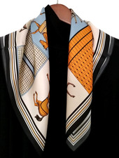 26"x26"Eight Horses Print Pure Mulberry Twill Silk 14momme Scarf 65x65cm 5-46