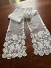 antique Edwardian hand made Honiton lace scarf  6” wide 60” long
