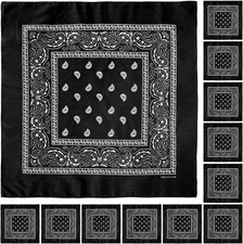 12 Pack Bandanas Multipurpose Cotton Novelty Paisley Bandana Headband for Cowboy