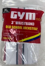 New GYM 3" Waistband OLD SCHOOL JOCKSTRAP Single Pack Size XL White 40-42"